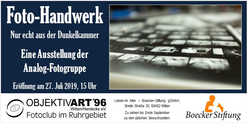 Foto-Handwerk – Eine Ausstellung der Themengruppe Analog S/W in der Boecker Sftung “Leben im Alter”